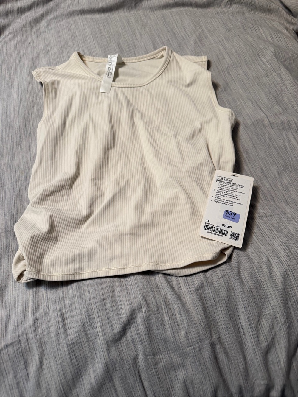 lululemon athletica Ribbed Sleeveless Tank - Ivory